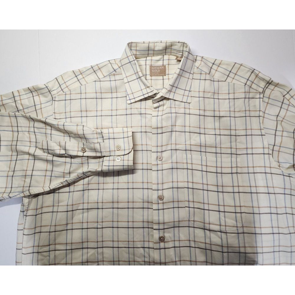 Gitman Gold Mens Size L Made‎ in USA Long Sleeve Button Down Shirt